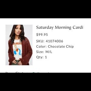 Free People Saturday Morning Cardi Size Large